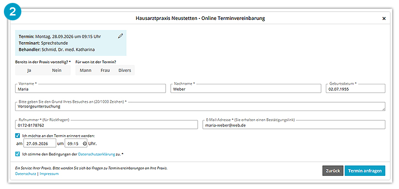 Online-Terminvergaben bei den LandDocs Neckar - Erklärungsbild